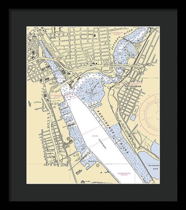 Providence Harbor -rhode Island Nautical Chart _v2 - Framed Print