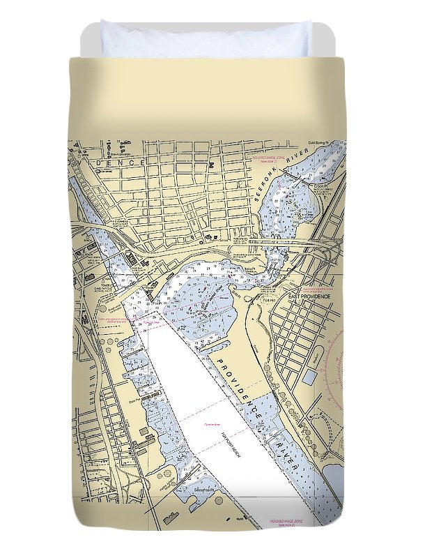 Providence Harbor -rhode Island Nautical Chart _v2 - Duvet Cover