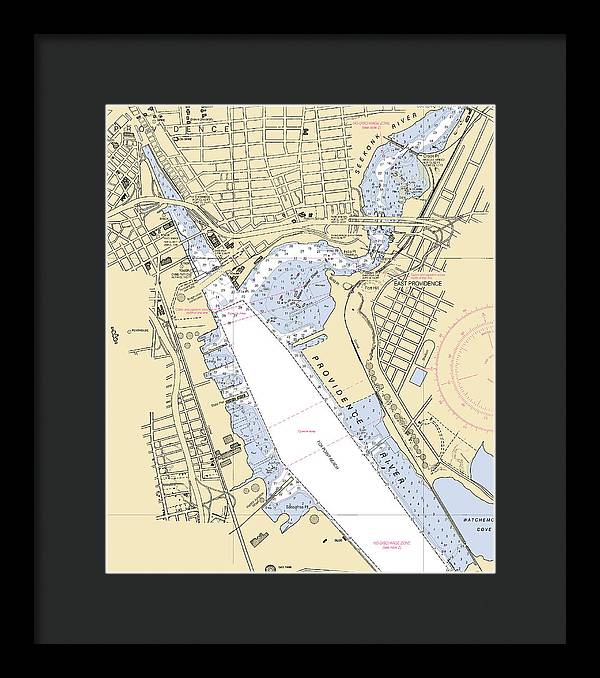 Providence Harbor -rhode Island Nautical Chart _v2 - Framed Print