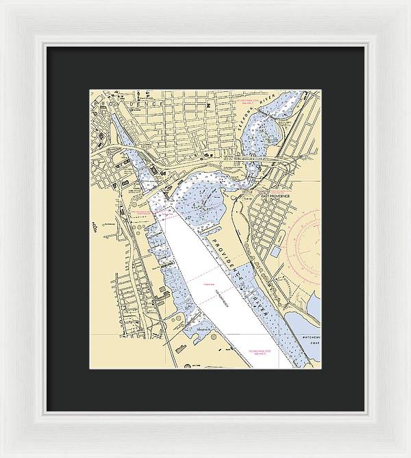 Providence Harbor -rhode Island Nautical Chart _v2 - Framed Print