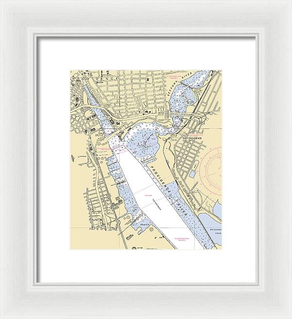 Providence Harbor -rhode Island Nautical Chart _v2 - Framed Print