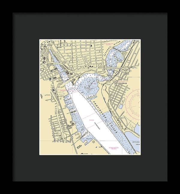 Providence Harbor -rhode Island Nautical Chart _v2 - Framed Print