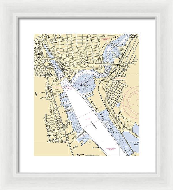 Providence Harbor -rhode Island Nautical Chart _v2 - Framed Print