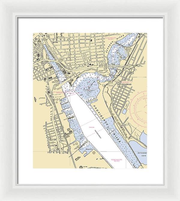 Providence Harbor -rhode Island Nautical Chart _v2 - Framed Print