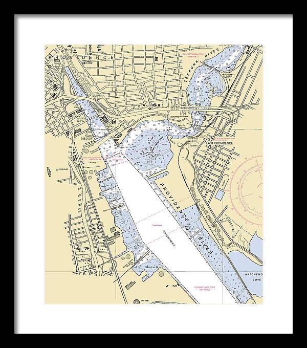 Providence Harbor -rhode Island Nautical Chart _v2 - Framed Print