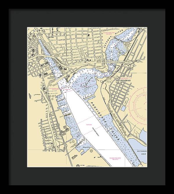 Providence Harbor -rhode Island Nautical Chart _v2 - Framed Print