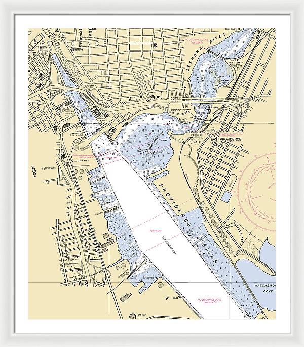 Providence Harbor -rhode Island Nautical Chart _v2 - Framed Print