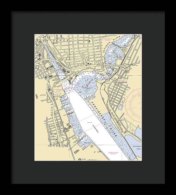 Providence Harbor -rhode Island Nautical Chart _v2 - Framed Print