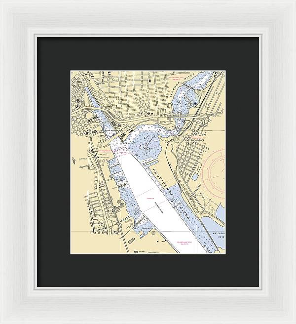 Providence Harbor -rhode Island Nautical Chart _v2 - Framed Print