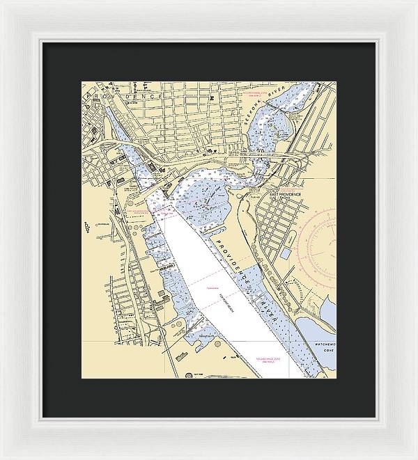 Providence Harbor -rhode Island Nautical Chart _v2 - Framed Print