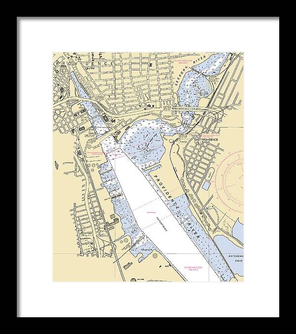 Providence Harbor -rhode Island Nautical Chart _v2 - Framed Print