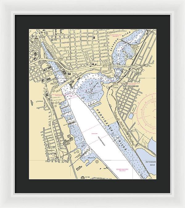 Providence Harbor -rhode Island Nautical Chart _v2 - Framed Print