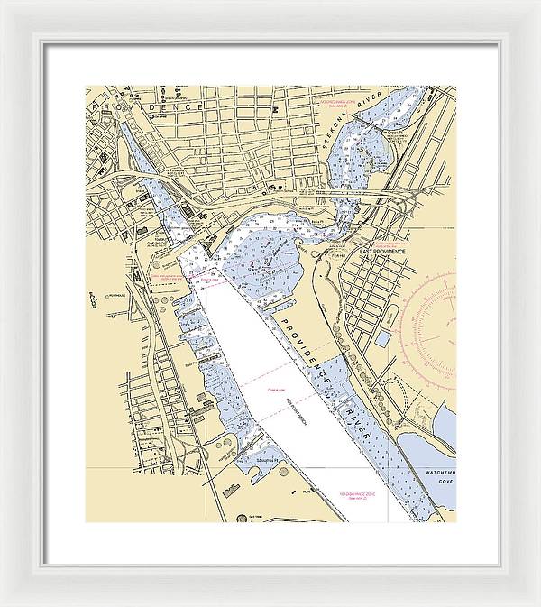 Providence Harbor -rhode Island Nautical Chart _v2 - Framed Print