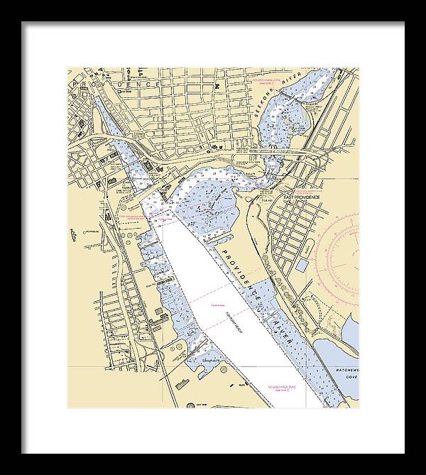 Providence Harbor -rhode Island Nautical Chart _v2 - Framed Print