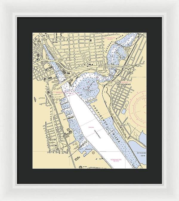 Providence Harbor -rhode Island Nautical Chart _v2 - Framed Print