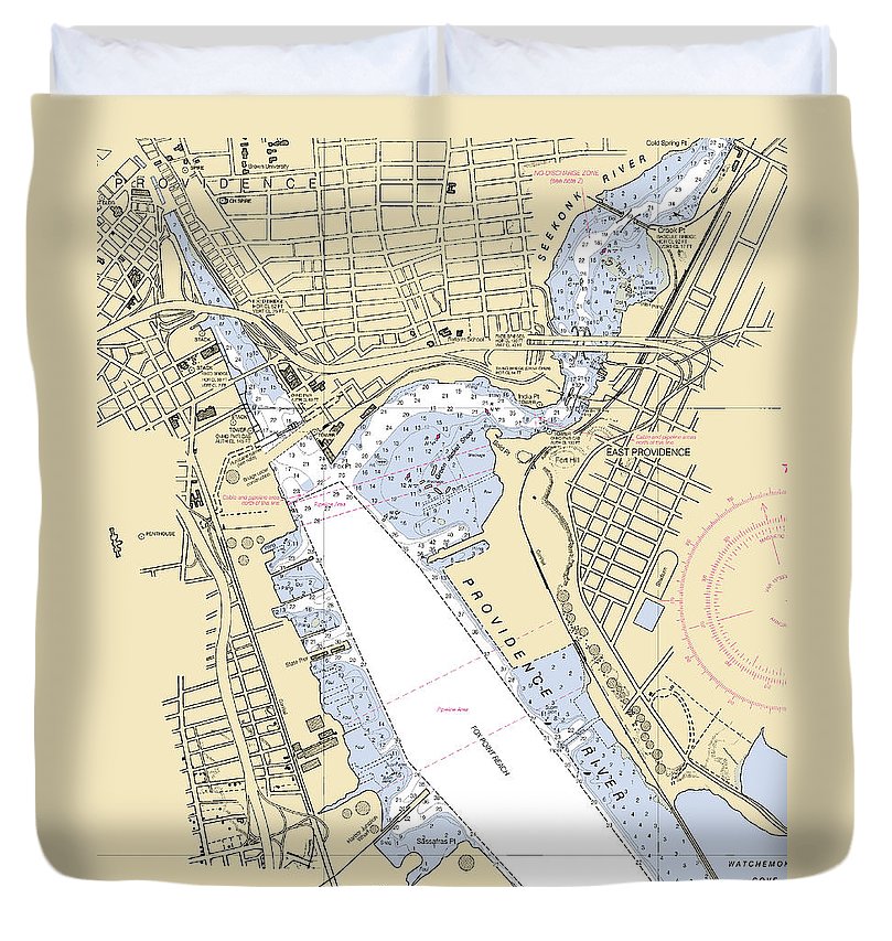 Providence Harbor  Rhode Island Nautical Chart _V2 Duvet Cover