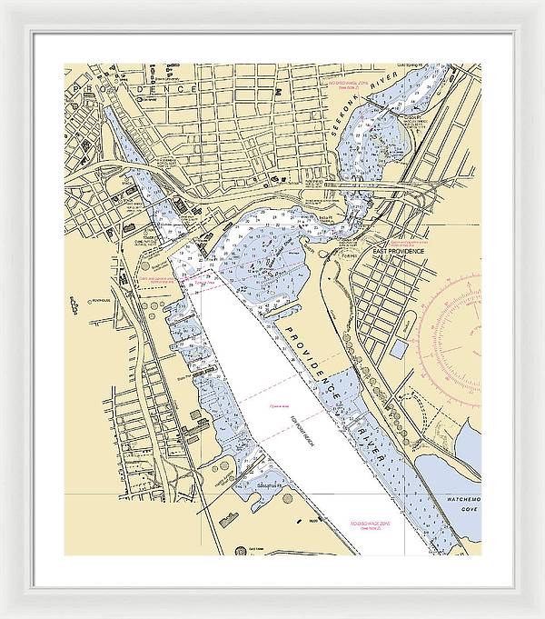 Providence Harbor -rhode Island Nautical Chart _v2 - Framed Print