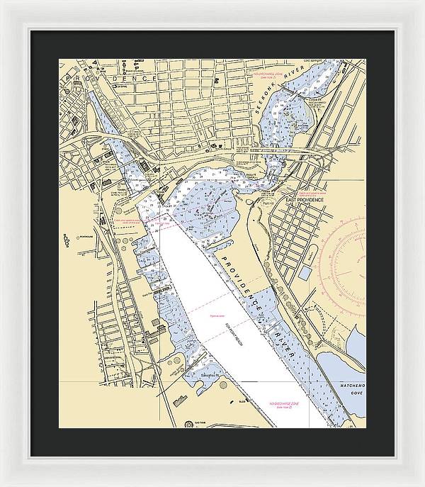 Providence-rhode Island Nautical Chart - Framed Print