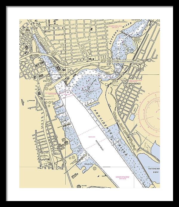 Providence-rhode Island Nautical Chart - Framed Print