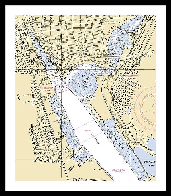 Providence-rhode Island Nautical Chart - Framed Print