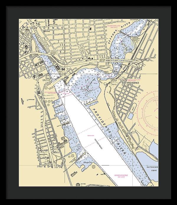 Providence-rhode Island Nautical Chart - Framed Print