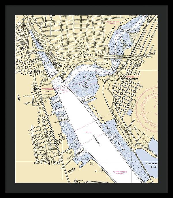 Providence-rhode Island Nautical Chart - Framed Print