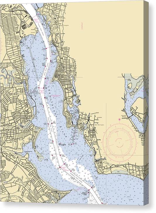 Providence River-Rhode Island Nautical Chart Canvas Print