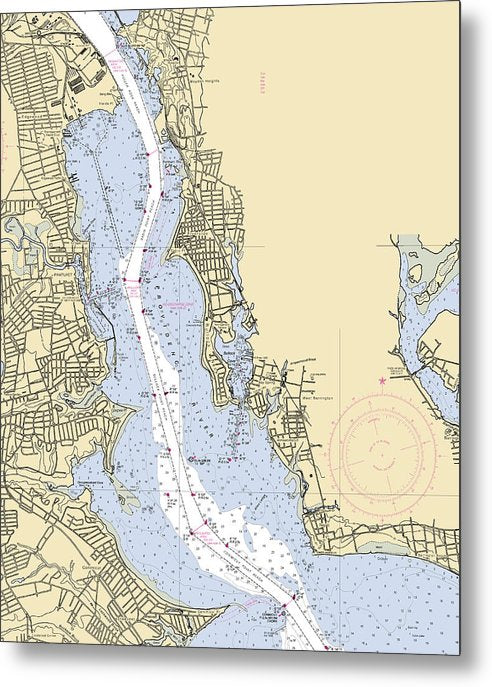 A beuatiful Metal Print of the Providence River-Rhode Island Nautical Chart - Metal Print by SeaKoast.  100% Guarenteed!