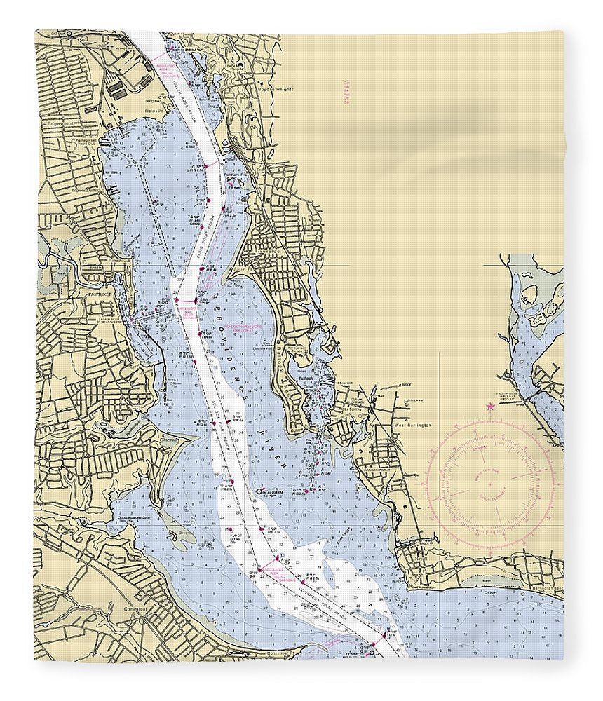 Providence River Rhode Island Nautical Chart Blanket