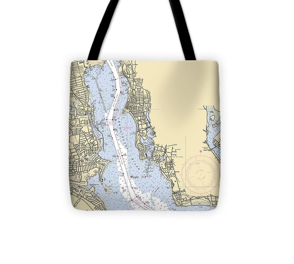 Providence River Rhode Island Nautical Chart Tote Bag