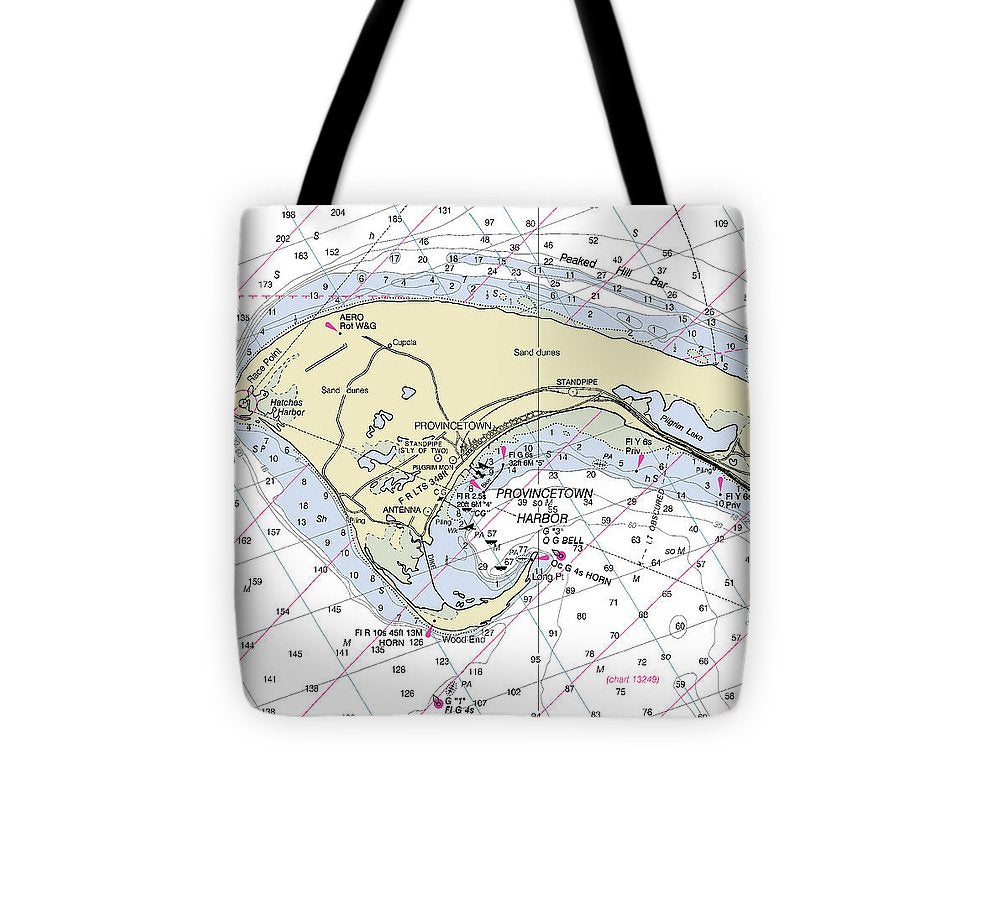 Provincetown Massachusetts Nautical Chart Tote Bag