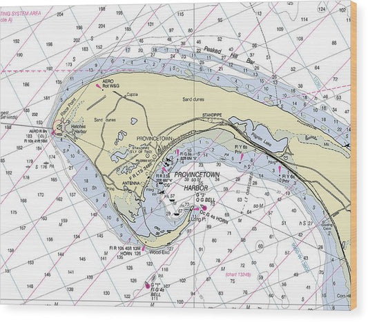 Provincetown Massachusetts Nautical Chart Wood Print