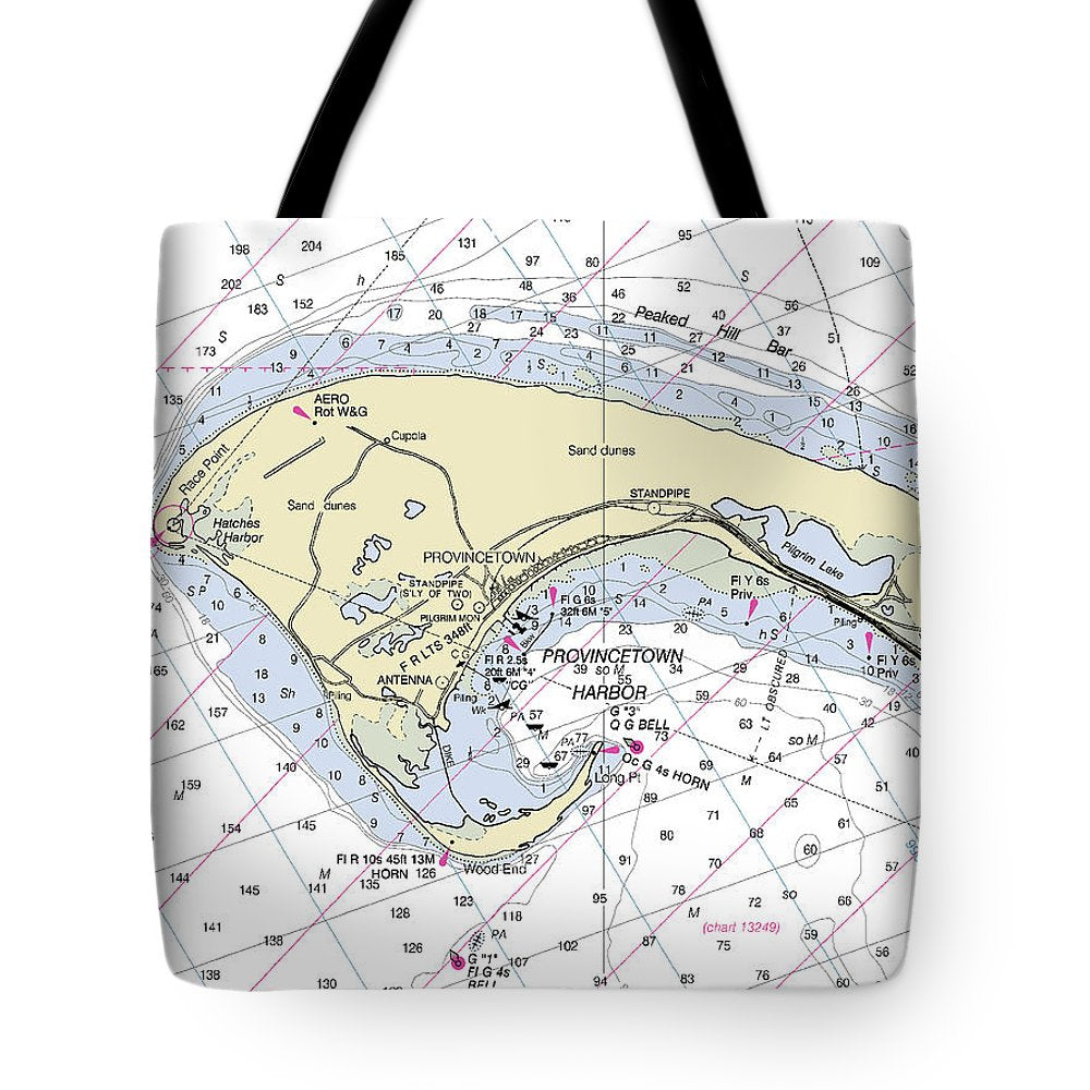 Provincetown Massachusetts Nautical Chart - Tote Bag