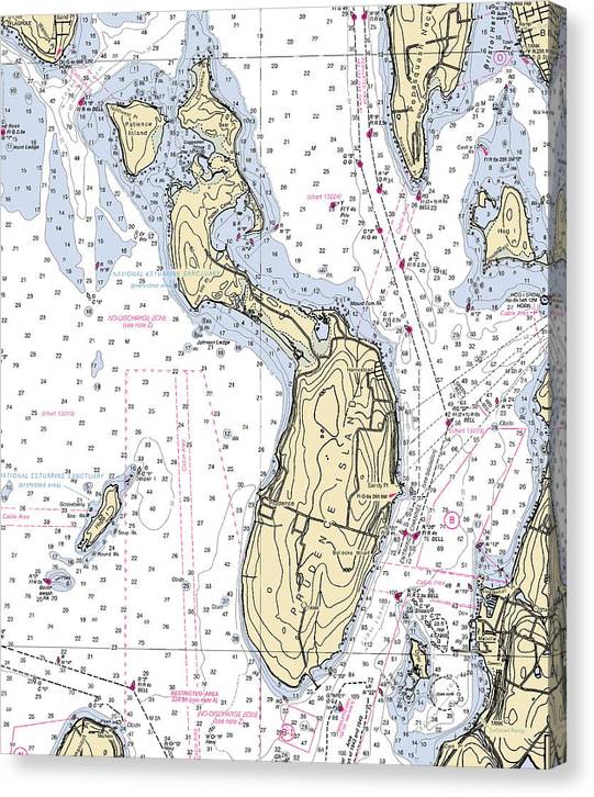 Prudence Island-Rhode Island Nautical Chart Canvas Print