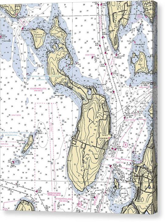 Prudence Island-Rhode Island Nautical Chart Canvas Print