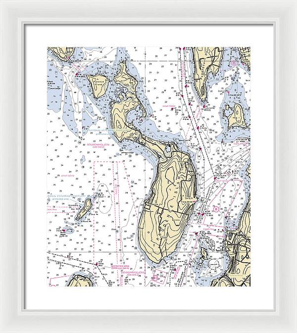 Prudence Island-rhode Island Nautical Chart - Framed Print