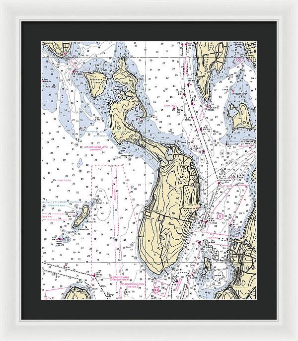 Prudence Island-rhode Island Nautical Chart - Framed Print