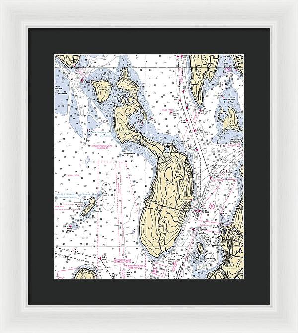 Prudence Island-rhode Island Nautical Chart - Framed Print