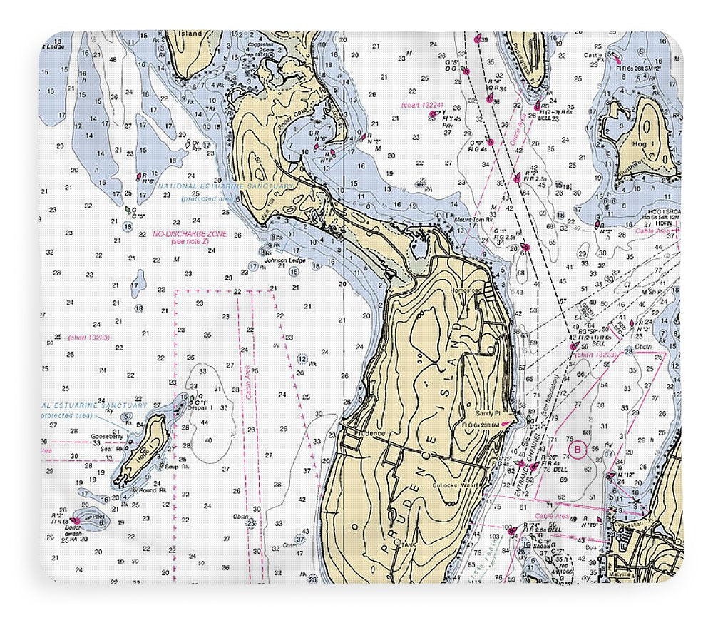 Prudence Island-rhode Island Nautical Chart - Blanket