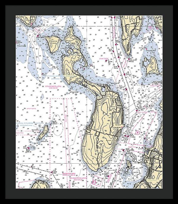 Prudence Island-rhode Island Nautical Chart - Framed Print