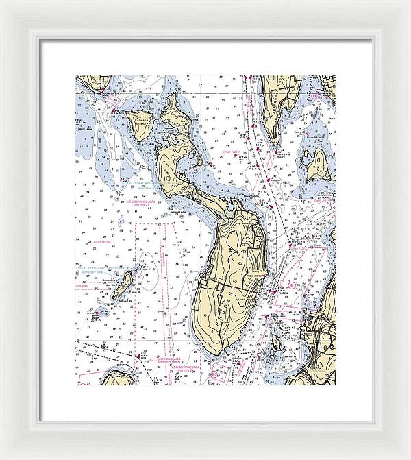 Prudence Island-rhode Island Nautical Chart - Framed Print