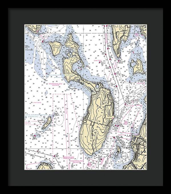 Prudence Island-rhode Island Nautical Chart - Framed Print