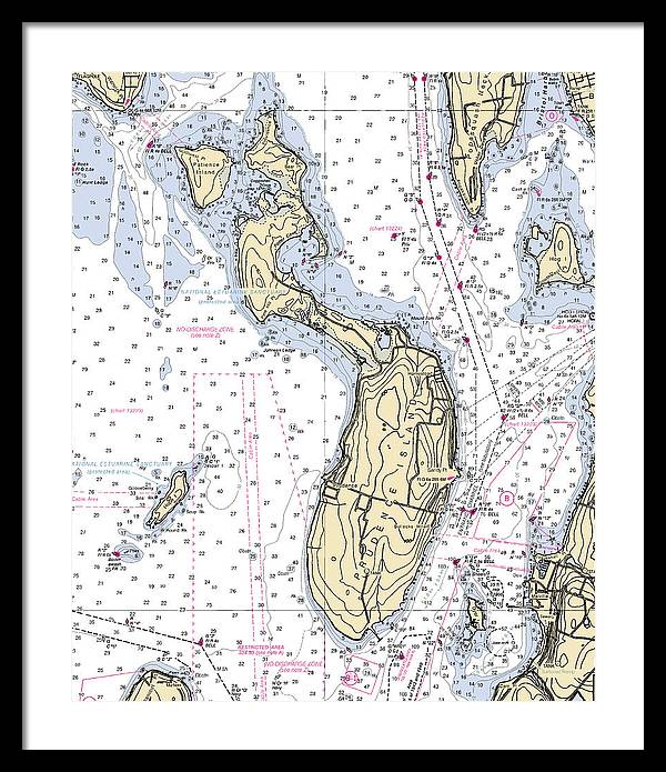 Prudence Island-rhode Island Nautical Chart - Framed Print