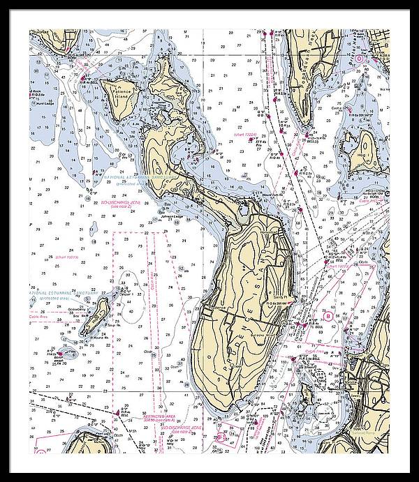 Prudence Island-rhode Island Nautical Chart - Framed Print