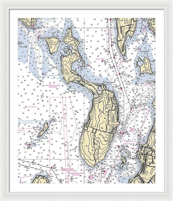 Prudence Island-rhode Island Nautical Chart - Framed Print