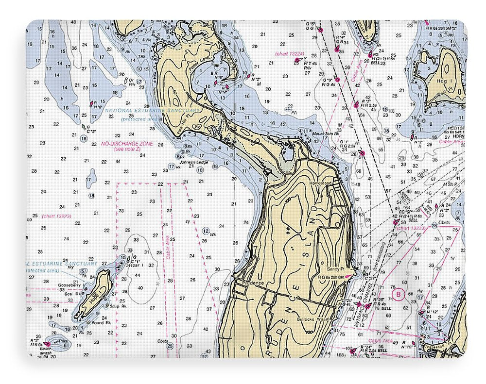 Prudence Island-rhode Island Nautical Chart - Blanket