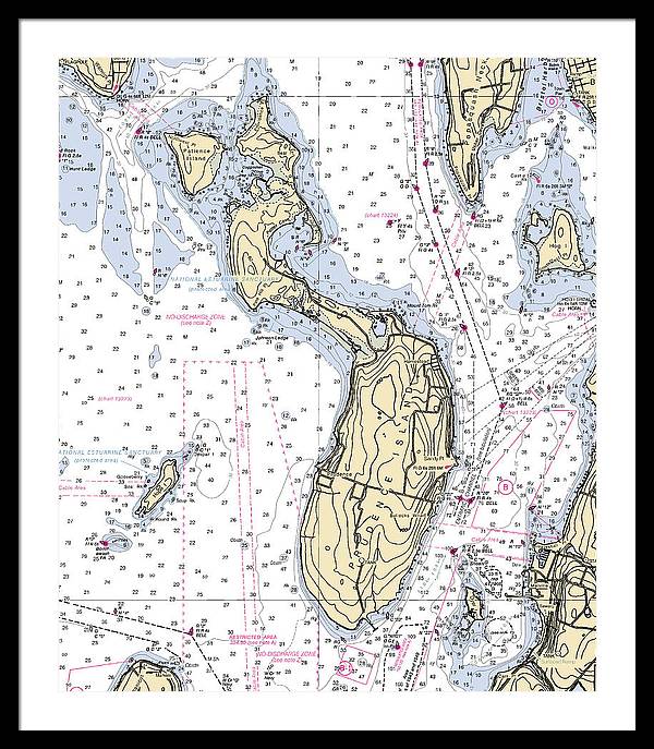 Prudence Island-rhode Island Nautical Chart - Framed Print