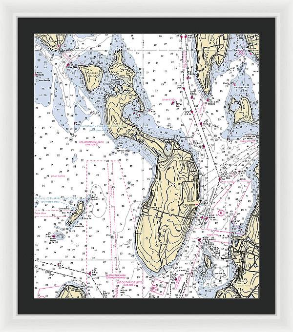 Prudence Island-rhode Island Nautical Chart - Framed Print