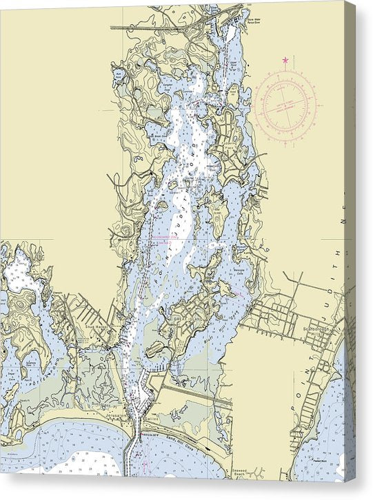 Pt Judith Pond Rhode Island Nautical Chart Canvas Print