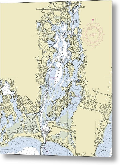 A beuatiful Metal Print of the Pt Judith Pond Rhode Island Nautical Chart - Metal Print by SeaKoast.  100% Guarenteed!